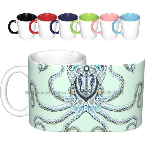 Sugar Skull Octopus Ceramic Mugs Coffee Cups Milk Tea Mug Octopus Sugar Skull Day Of The Dead Ocean Creative Trending Vintage