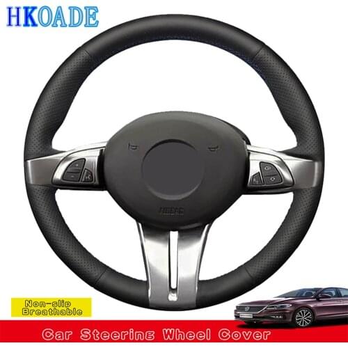 DIY HKOADE Hand-stitched Black High Soft Artificial Leather Anti-slip Car Steering Wheel Cover For BMW Z4 2006 2005 2004 2003