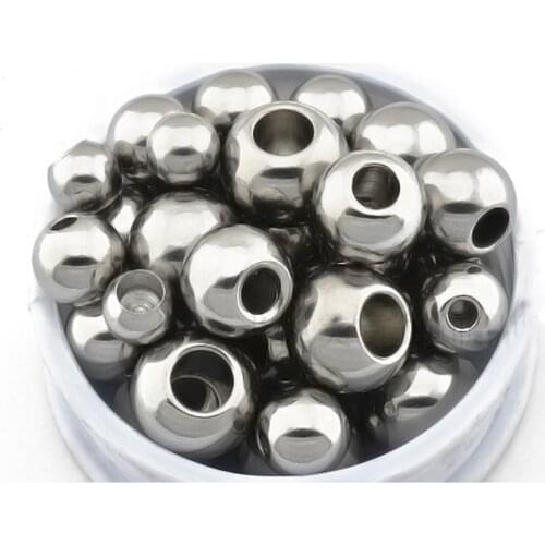 Wholesale 4/6/8mm 100/200/500PCS Silver Round Spacer Hollow Beads For Jewelry Making Bulk Finding Stainless Steel Accessories