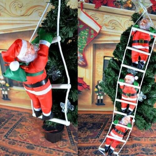 Cute Christmas Decorations Santa Claus Climbing Stairs On Rope Ladder Xmas Trees Hanging Ornaments Home Decor for Christmas Gift