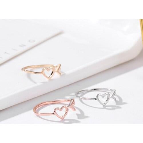 Miuoxion Wholesale New Fashionable Creative Jewelry Arrow Peach Heart Opening Ring For Woman Charm Gift All Seasons