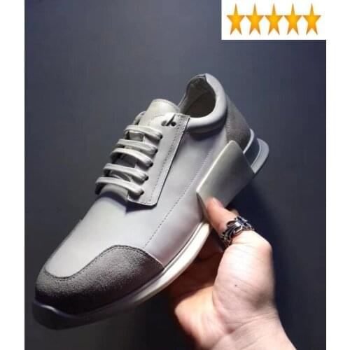 Men 100% Genuine Leather Spring British Style Lace Up Platform Sneakers Street Casual Walking Shoes Luxury Black Trainers