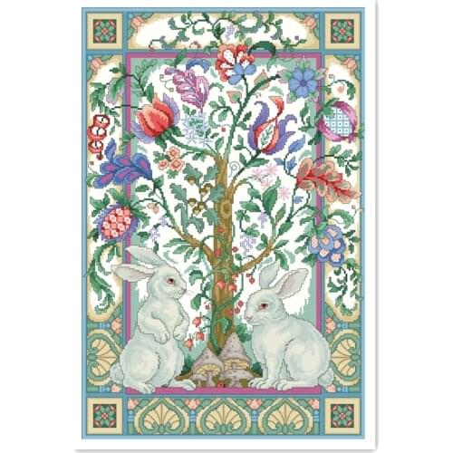 The magic forest cross stitch kit animal bunny 18ct 14ct 11ct white fabric cotton thread embroidery DIY handmade needlework
