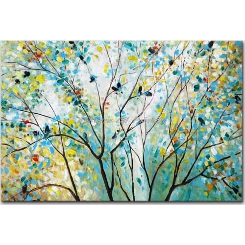 Mintura Wall Picture for Living Room Oil Paintings on Canvas Hand Painted Thick Branches of Tree Leaves Hotel Decor Art No Frame