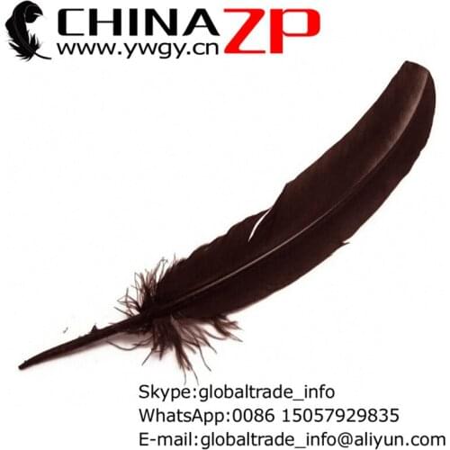 No.1 Plumage Supplier CHINAZP Factory 500pcs/lot Fantastic Decorative Dyed Brown Turkey Quill Wing Feathers
