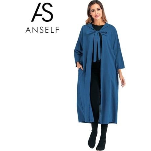 2020 Autumn Vintage Ponchos and Capes Women Long Hooded Cape Stole Solid Pockets Windbreaker Cape Cloak Coat Outwear Overcoat