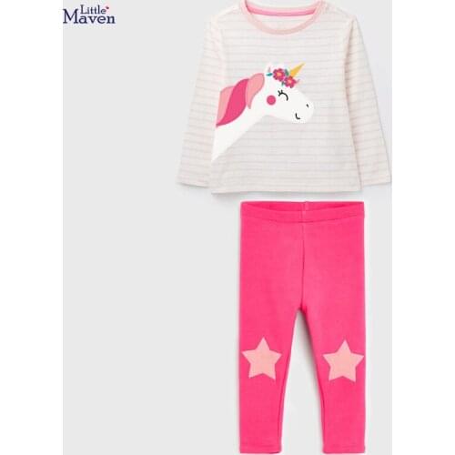 2-7 Years Old Girl Autumn Cotton 2 Pieces Clothes Sets Cartoon Stripe Children Long Sleeve Tees + Long Pants Clothing