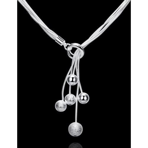 925 Sterling Silver Jewelry Multi Balls Necklace Free Shipping Brand New One Pcs SN124