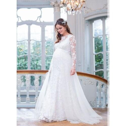 2021 Europe and the United States long sleeve the mesh embroidery pregnant women sexy loose even the garment skirt pregnant