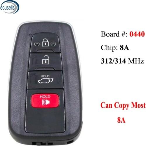 Borad 0440 4 Buttons SUV Keyless Smart Remote Key Fit For Toyota 8A Chip 312/314MHz Can Copy Most 8A