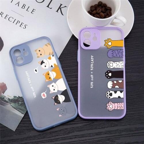 Cute Cartoon Cat Claw Phone Case For iPhone 11 12 Pro MAX XS X XR SE2020 7 8 6 Plus Animal Print Hard PC Matte Cover Clear Shell
