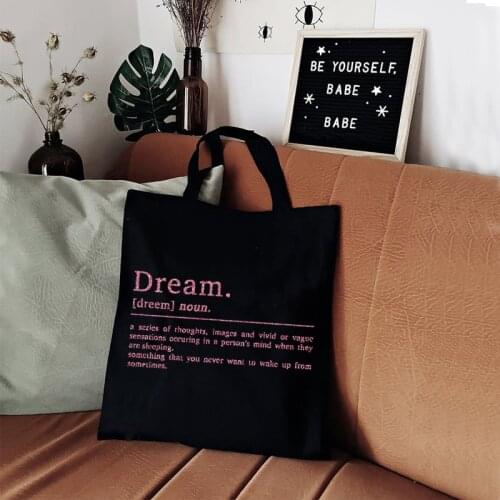 Dream Definition Print Tote Bag Inspirational Quotes Print Bag Gifts for Her Print Teacher Definition Prints Bags Custom