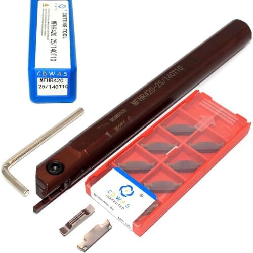 10PCS MGGN400 MP1125 Carbide Inserts +1PC MFHR420 25 140 T10 Grooving Turning Tool Holder CNC Cutting Tools For Stainless Steel