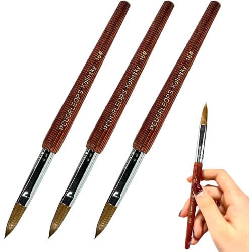 UsiDaer Acrylic Brush gel with red Wooden Texture Big Mahogany Round Kolinsky sable Pen Crystal Carved Powder Flower Shaping Pen