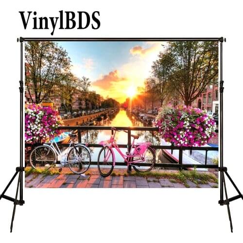 VinylBDS Backdrop City Scenery Wedding Backdrops Spring Outdoor Wedding Background Sunset Cloud Backdrop for Photocalll