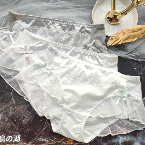 Japanese Sexy Princess Ruffles Thong Panties Seamless Lingerie for Women Girls Sweet Underwear Cute See Through Panty Briefs New