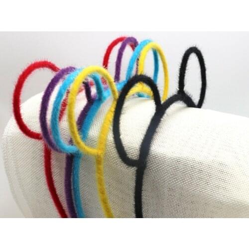 5 Mixed Color Furry Mouse Bear Ear Headbands Animal Cosplay Party Favor Women