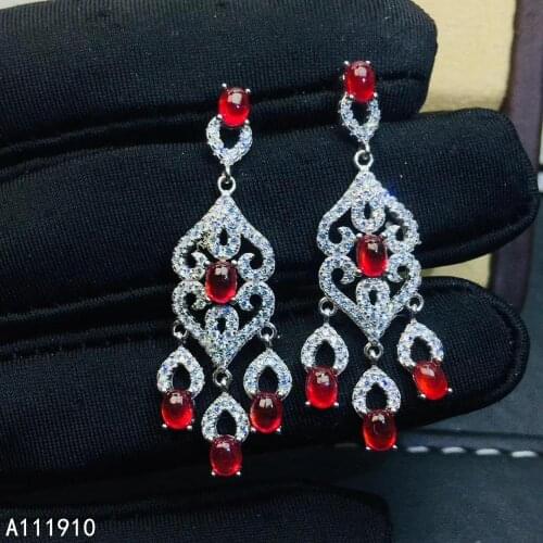 KJJEAXCMY fine jewelry 925 sterling silver inlaid Natural ruby Womens earrings trendy support detection noble