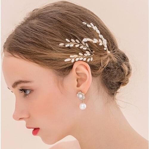 12 PCS Handmade Gold Bridal Hair Pin Sticks Pearl Women Hair Vine Wedding Hair Clips Hairpins For Bridesmaid Head Jewelry