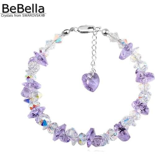 BeBella heart charm crystal beads bracelet with Crystals from Swarovski for women girlfriend girls lover fashion jewelry gift