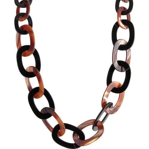 FishSheep 2019 Statement Acrylic Long Chain Necklaces For Women Geometric Resin Acetate Link Chain Big Pendant Necklace Jewelry