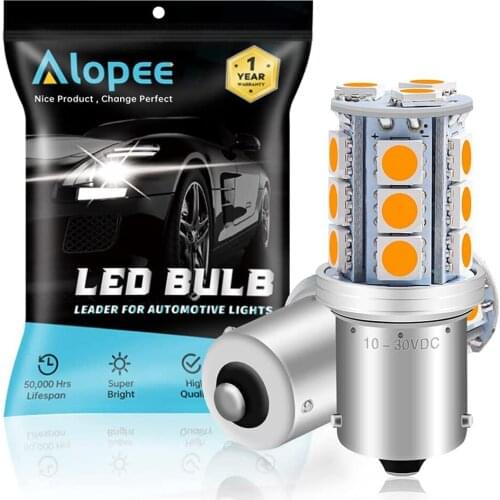 2-Pack 1056 BAU15S 7507 12496 5050 18 SMD LED Light Bulb For Car Tail Turn Signal Light Blinker Lamps Amber/Yellow 12-24V DC