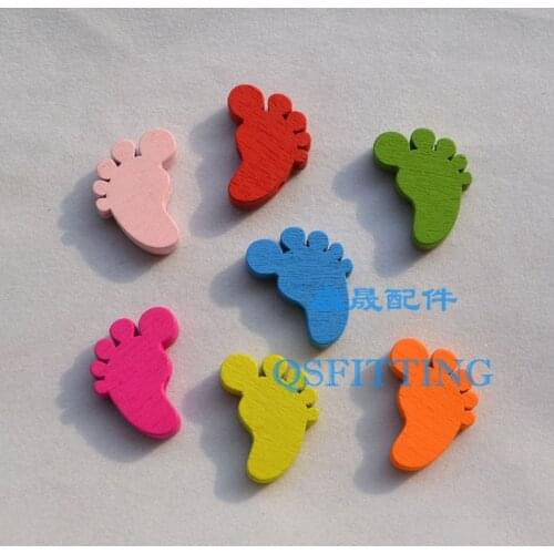 20pcs DIY Fashion Jewelry Making Accessories Cartoon Wooden beads Carved Foot Mix Color Children Bracelet Making Findings