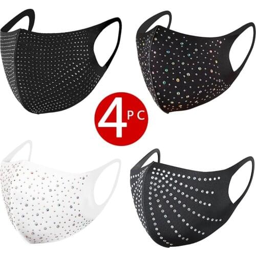 4pc Bling Glitter Face Mask Mouth WoSparkle Sequin Anti Haze Dustproof Masque Protection Masque mascarillas Halloween cosplay