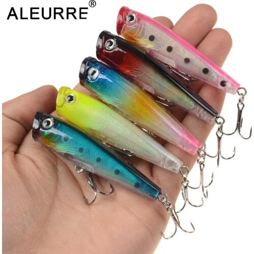 ALEURRE 1PCS Hard Popper Bait Small Wobblers 65mm/6.5g Topwater Fishing Lure 2 Hooks Pesca Bass Rattling Artifical Fish Tackle