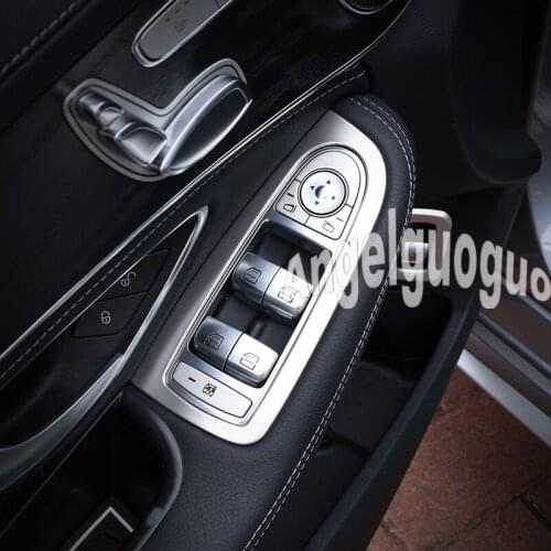 Car-styling cover trim window lift button switch sequin stainless steel interior Bright For Mercedes Benz 2015-2018 C Class GLC