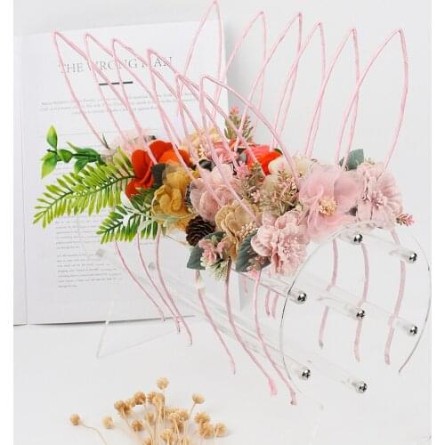 CN Organza Flower Hairbands For Girls Easter Bunny Headband Party Headwear Kids Easter Gifts Hair Accessories Rabbit Ears Bunny