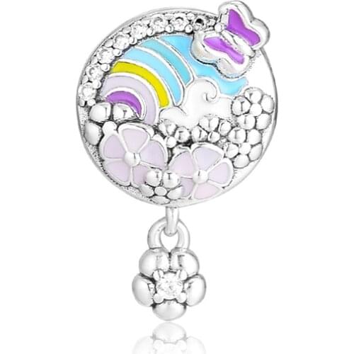 Flower Colour Story Charm Fits Charms Bracelets For Woman DIY Jewelry Making Sterling Silver Beads