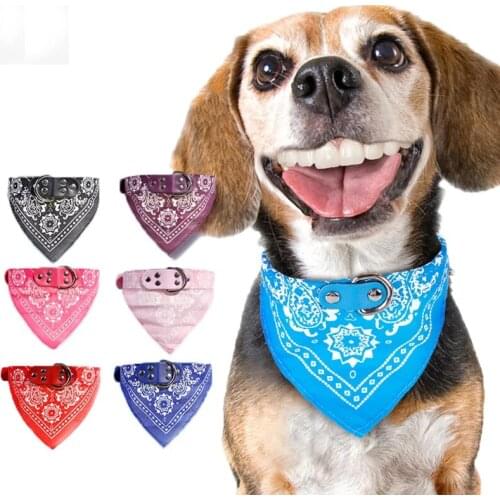 Design Cute Adjustable Small Dog Collars Puppy Pet Slobber Towel Outdoor Cat Collar Print Scarf Neckerchief