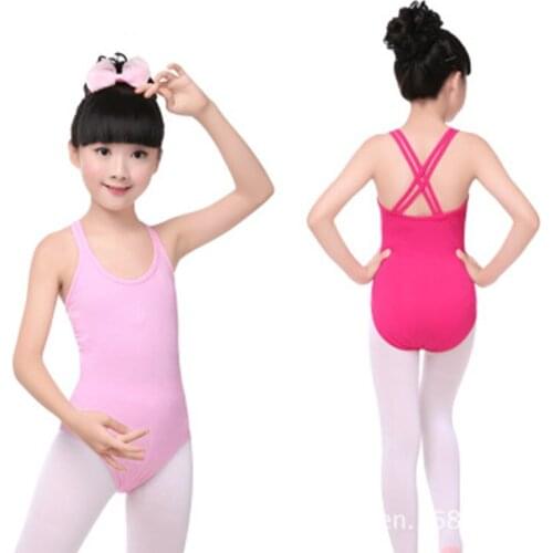 Double Strap Camisole Girl Leotard for Ballet Dance Gymnastics Child Sleeveless Bodysuit Dancewear 5 Color
