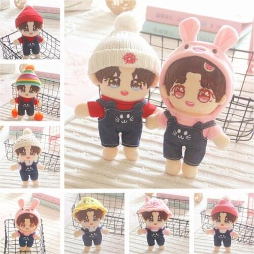Jean Cat Suspens Pants Doll Clothes 20cm suit kuromi doll Exo Doll clothes hat Eye mask Doll Accessories Sanrio