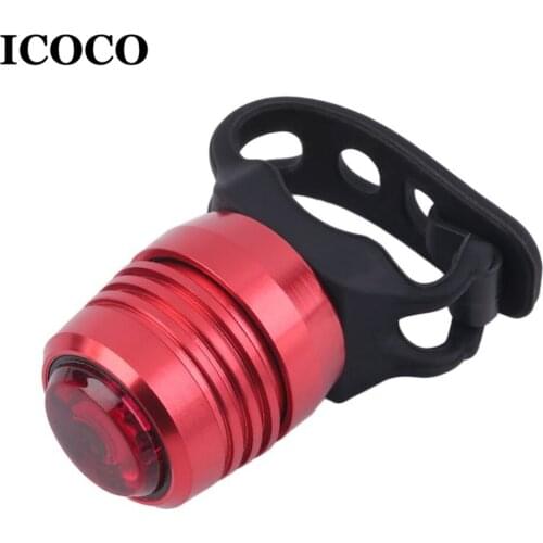 ICOCO USB Rechargeable Aluminum Alloy Silicone Flashlight with 3-Mode for Bike Bicycle Tail Rear Warning Red Light Wholesale