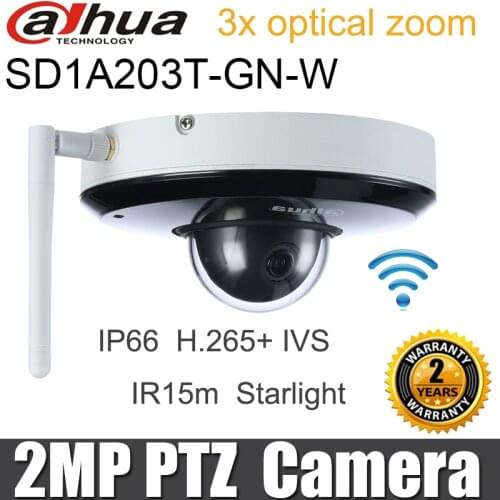 Dahua 2MP Wifi PTZ IP Camera DH-SD1A203T-GN-W Starlight IR 15 meters Wireless WDR 3X Optical Zoom HD 1080P Network Camera
