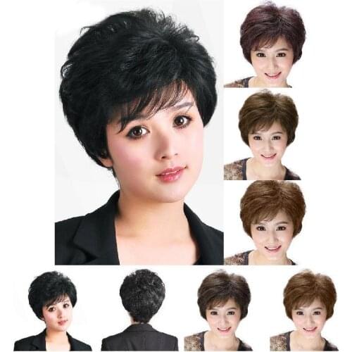 Short Curly Wig For Middle Age Women Heat Resistant Synthetic Fashion Sexy Fluffy Hair can CSV