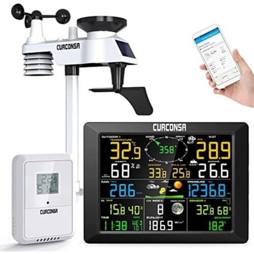 WIFI Weather Station with 6 in 1 Outdoor Sensor Rain Gauge Wind Direction and Underground Weather Temperature Humidity Sensor