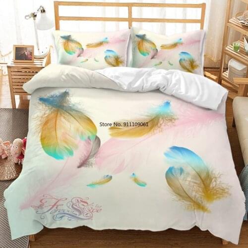 Watercolour Feather Series Quilt Cover Bedding Set Double Bed Full Size Super Adult Sheet Soft Bedroom Decoration for Women