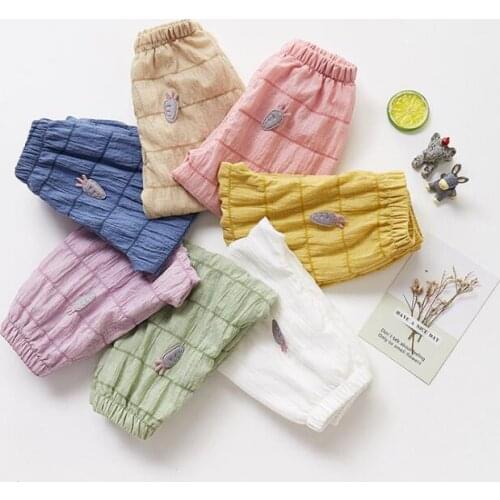 New 7 Colors Bloomers Girls Breaking Summer Childrens anti-mosquito Pants Linen Loose Home Pants Kids Casual Vestidos Infantil