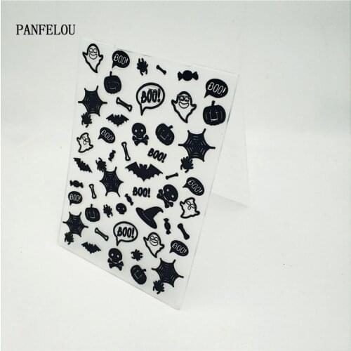 PANFELOU The Halloween grimace Embossing folders Plastic For Scrapbooking DIY Template Fondant Cake Photo Album Card Making