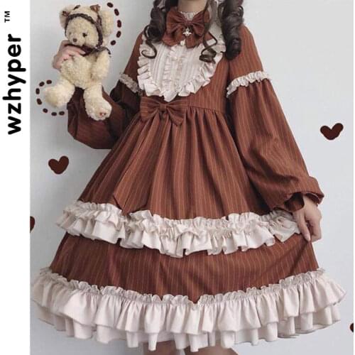Top Quality Gothic Lolita Dress Harajuku Street Fashion Cross Cosplay Female Bow Dress Japanese Soft Sister Style Dress