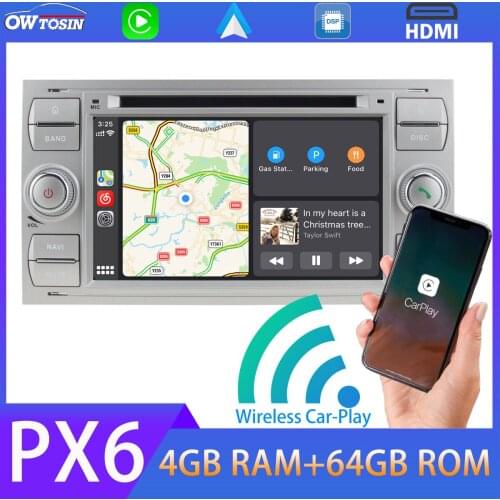 PX6 4G+64G Android 10.0 Car DVD Multimedia Player For Ford Focus Transit Connect Mondeo Kuga Galaxy GPS Navi Carplay Radio HDMI