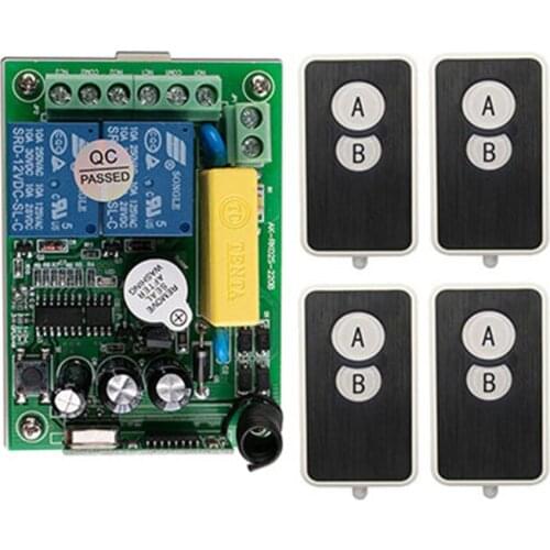 AC 220 V 2 Channel 2CH 10A Radio Controller RF Wireless Relay Remote Control Switch 315 MHZ 433 MHZ Transmitter +Receiver
