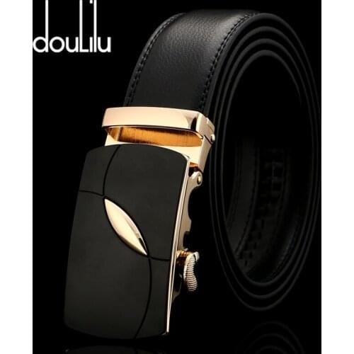 Mens Fashion Waist Belt Automatic Ratchet Buckle Genuine Leather Belts For Men Luxury Brand Male Famous Strap 110-130cm Length