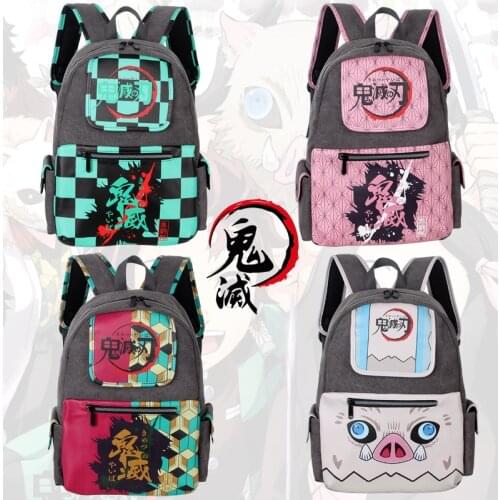 Demon Slayer: Kimetsu No Yaiba Backpack Canvas Travel Bag Kamado Tanjirou School Bags TUnisex Laptop Backpack