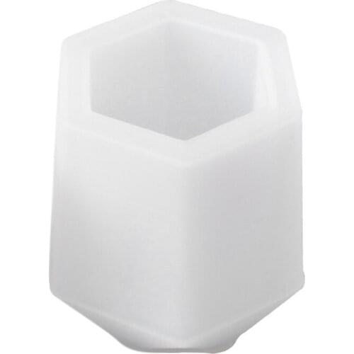 DIY Crystal Epoxy Resin Mold Handmade Small Hexagonal Cut Pen Holder Pencil Storage Silicone Mold for Resin