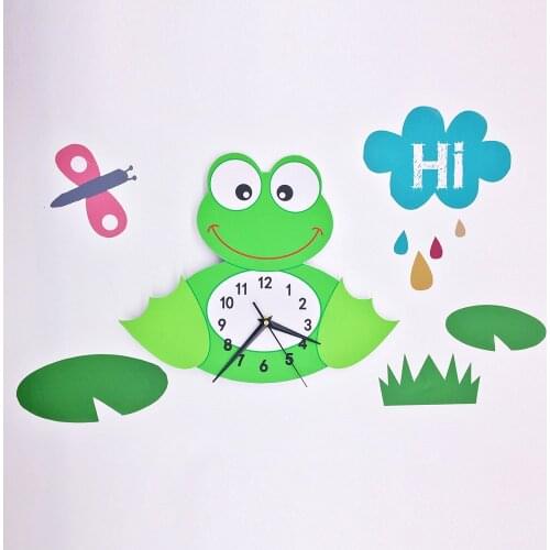 Lovely Frog Horloge Murale Design Moderne Wall Clock Modern Smiple Cartoon Watches Home Decoration Kids Room Living Room Design