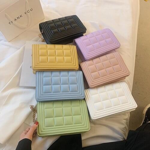 Retro Women PU Leather Solid Color Shoulder Crossbody Messenger Bag Casual Ladies Checker Pattern Mini Flap Luxury Handbag Purse